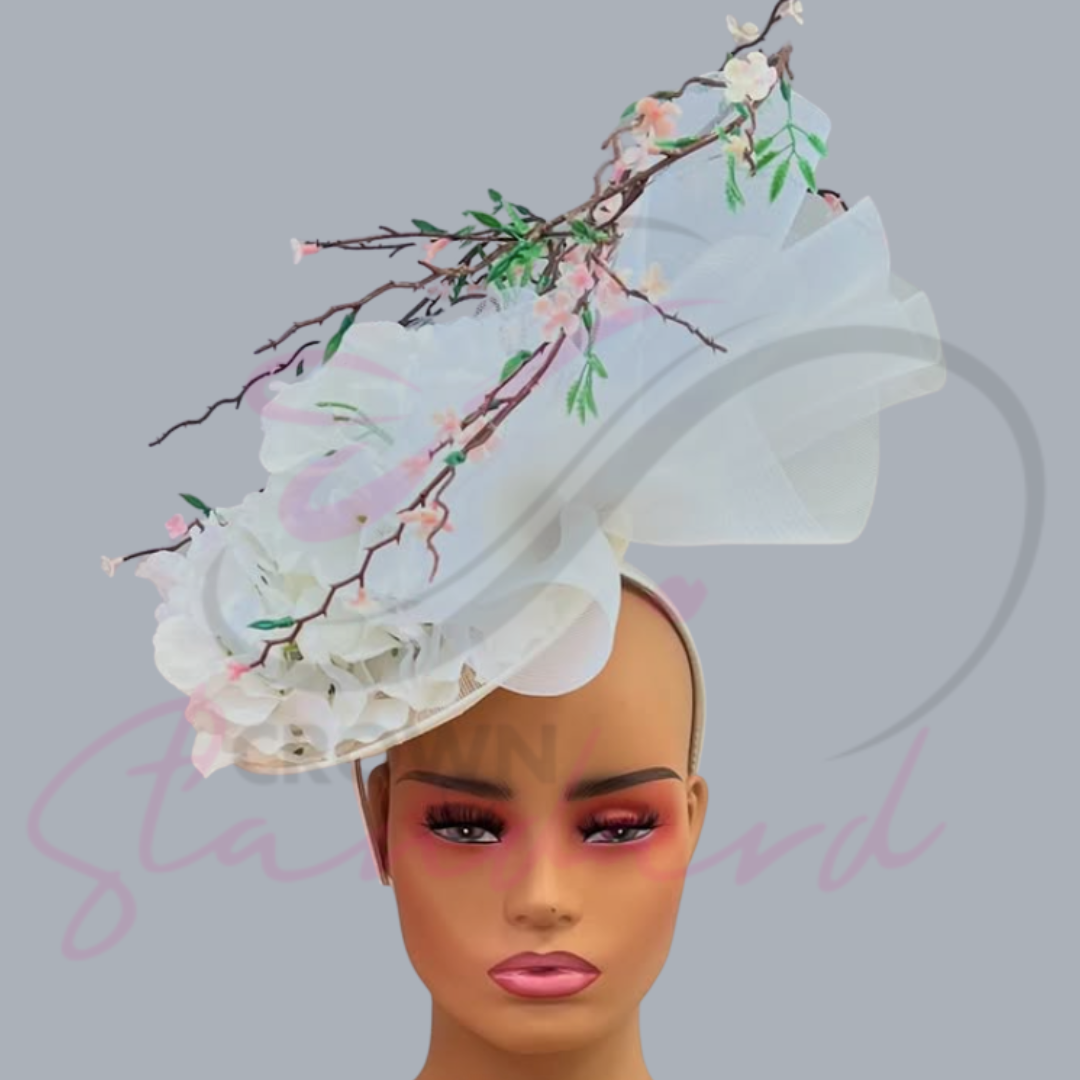 White fascinator with flowers!