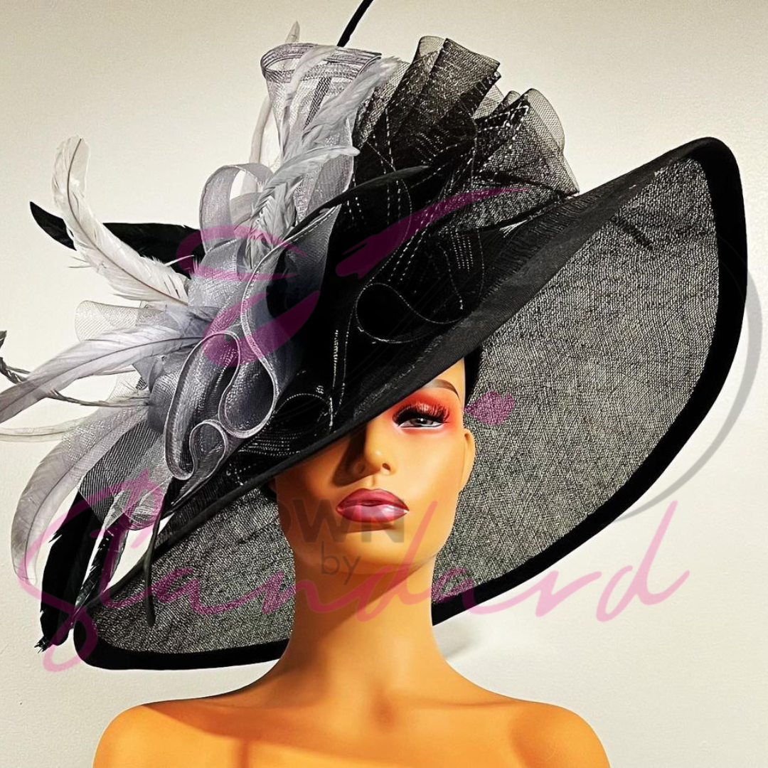 Silver and Black Crinoline Hat