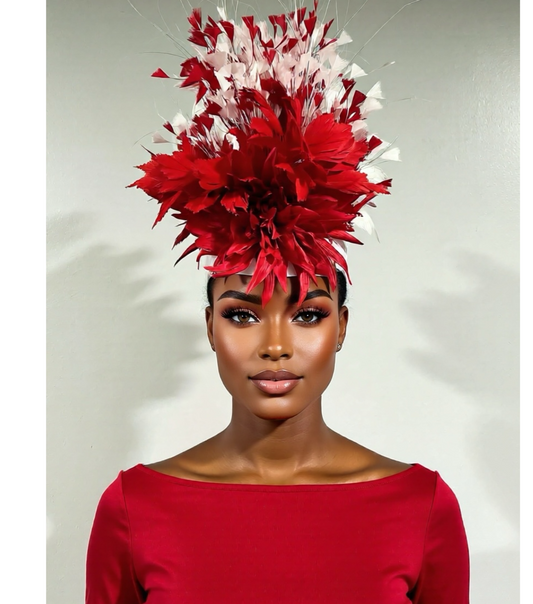 Red Feathered Fascinator