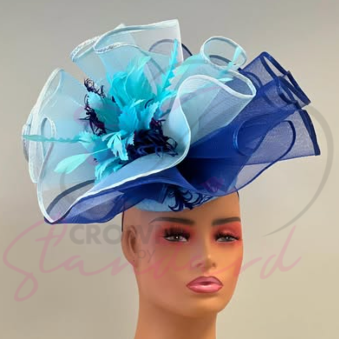 Light blue and royal blue fascinator!