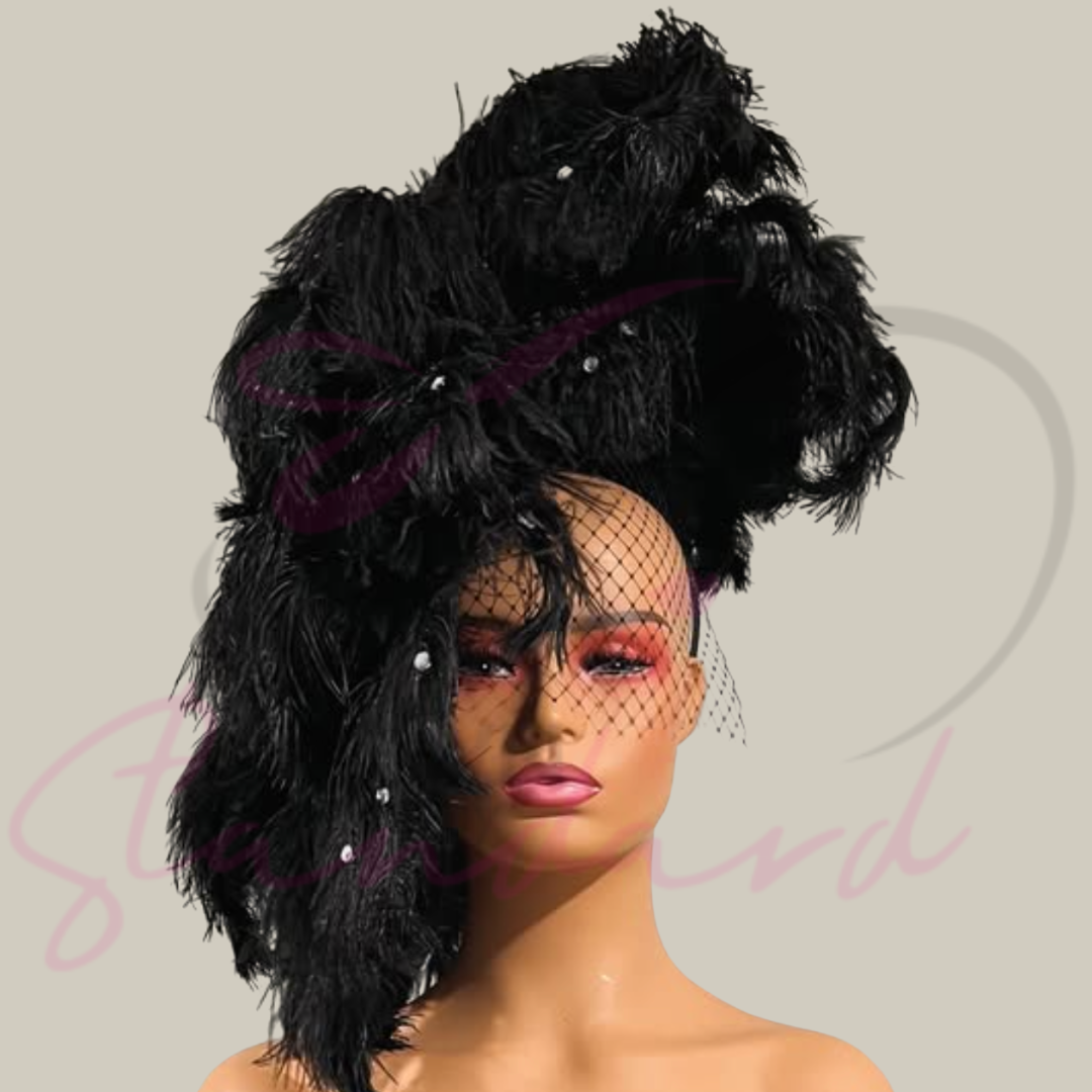 Iconic black ostrich feather fascinator