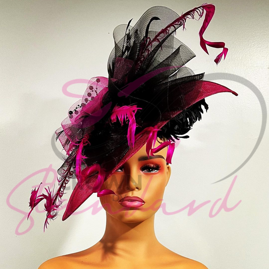 Magenta and Black Fascinator