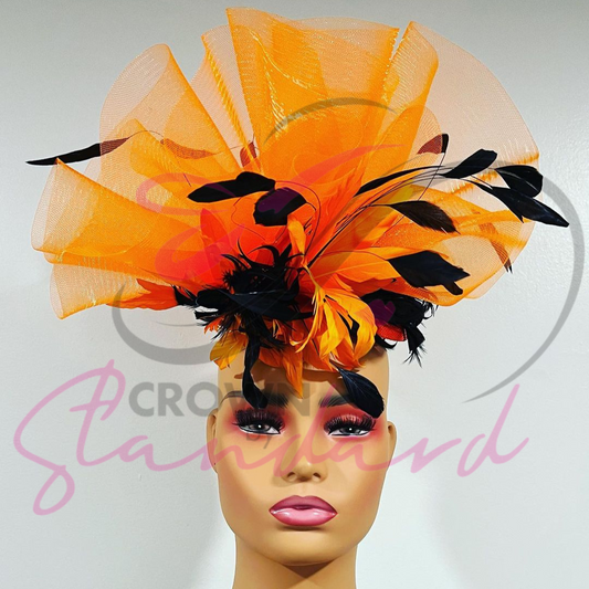 Orange and Black Fascinator