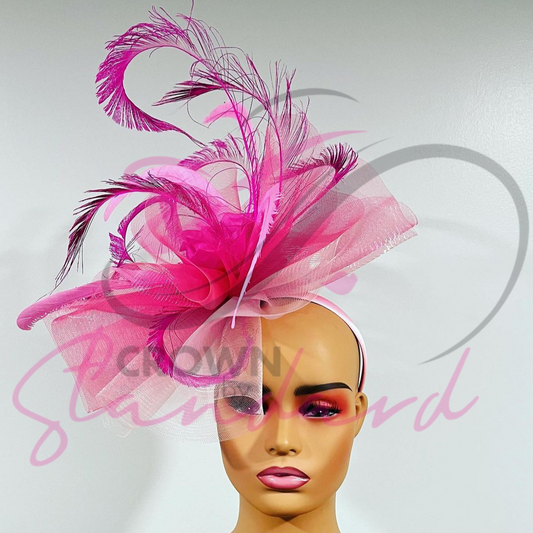 Pink Fascinator with Sword Feathers