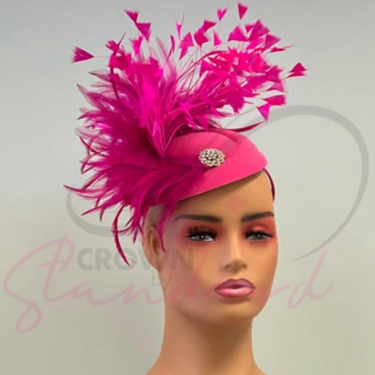 Pink fascinator with feathers!