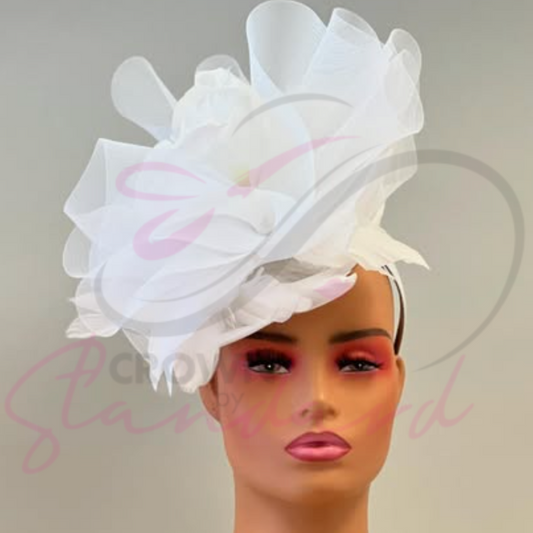 White fascinator with feathers!