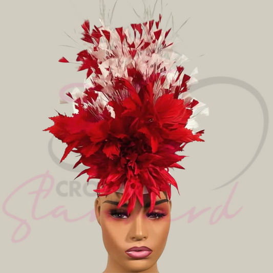 Red and white feathered fascinator!