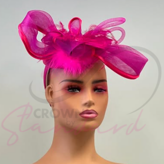 Pink fascinator with feathers!