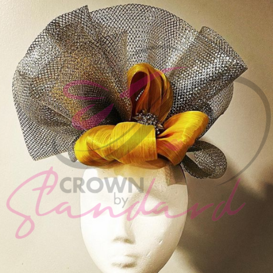 Yellow and Metallic Fascinator